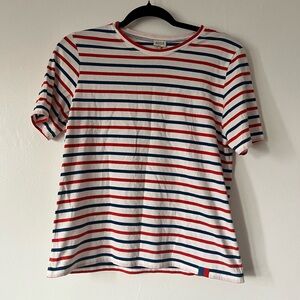 Kule. Cotton tshirt. Striped red white & blue. Mariner French style. Sz small.